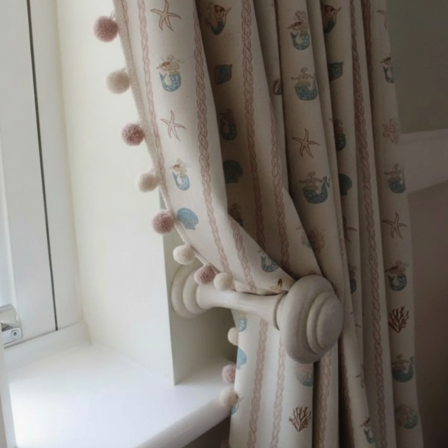 Annika Reed linen Swim Away With The Mermaids in Pink Girls Bedroom