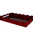 This Dark Cherry Scalloped Straight Sided Ottoman Tray from Addison Ross in high gloss lacquer. Large tray with long handles .
Stort kirsebærrødt serveringsbrett fra Addison Ross Home. 