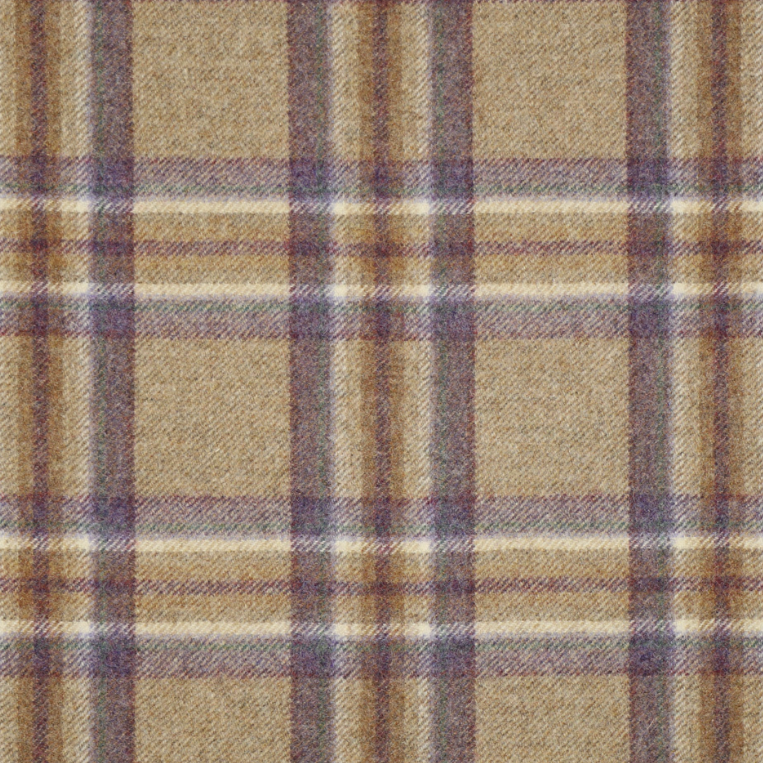 Close-up of a plaid fabric with brown and beige colors