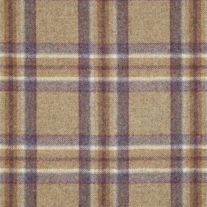 Close-up of a plaid fabric with brown and beige colors