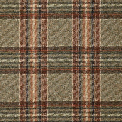 Plaid fabric pattern with brown, beige, and red colors