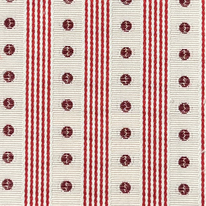 Red and white striped ribbon with circular patterns