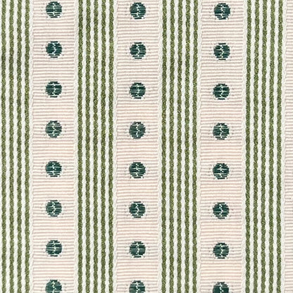 Textile with green and white striped pattern