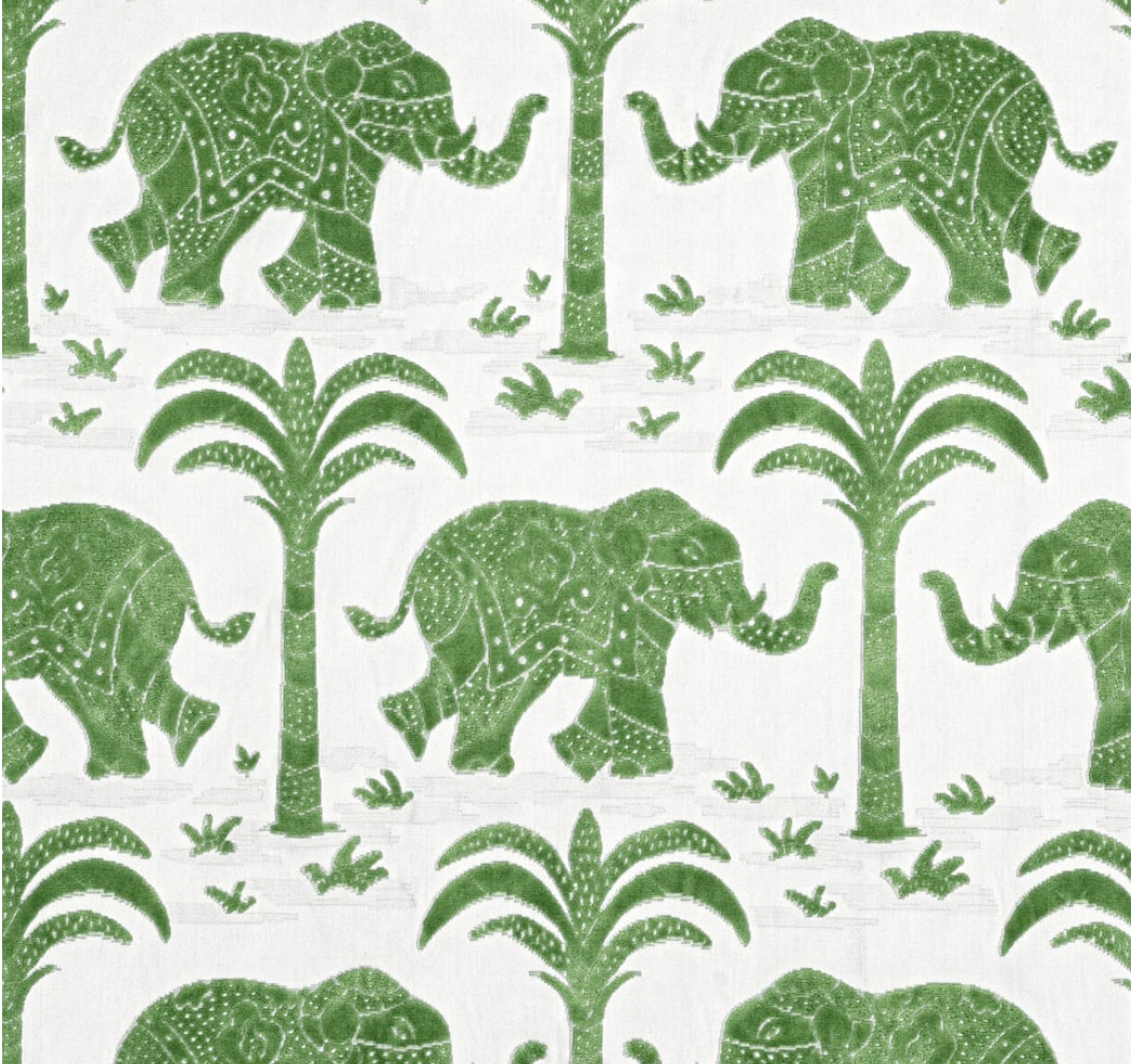 Elephant Velvet Thibaut Green Fabric