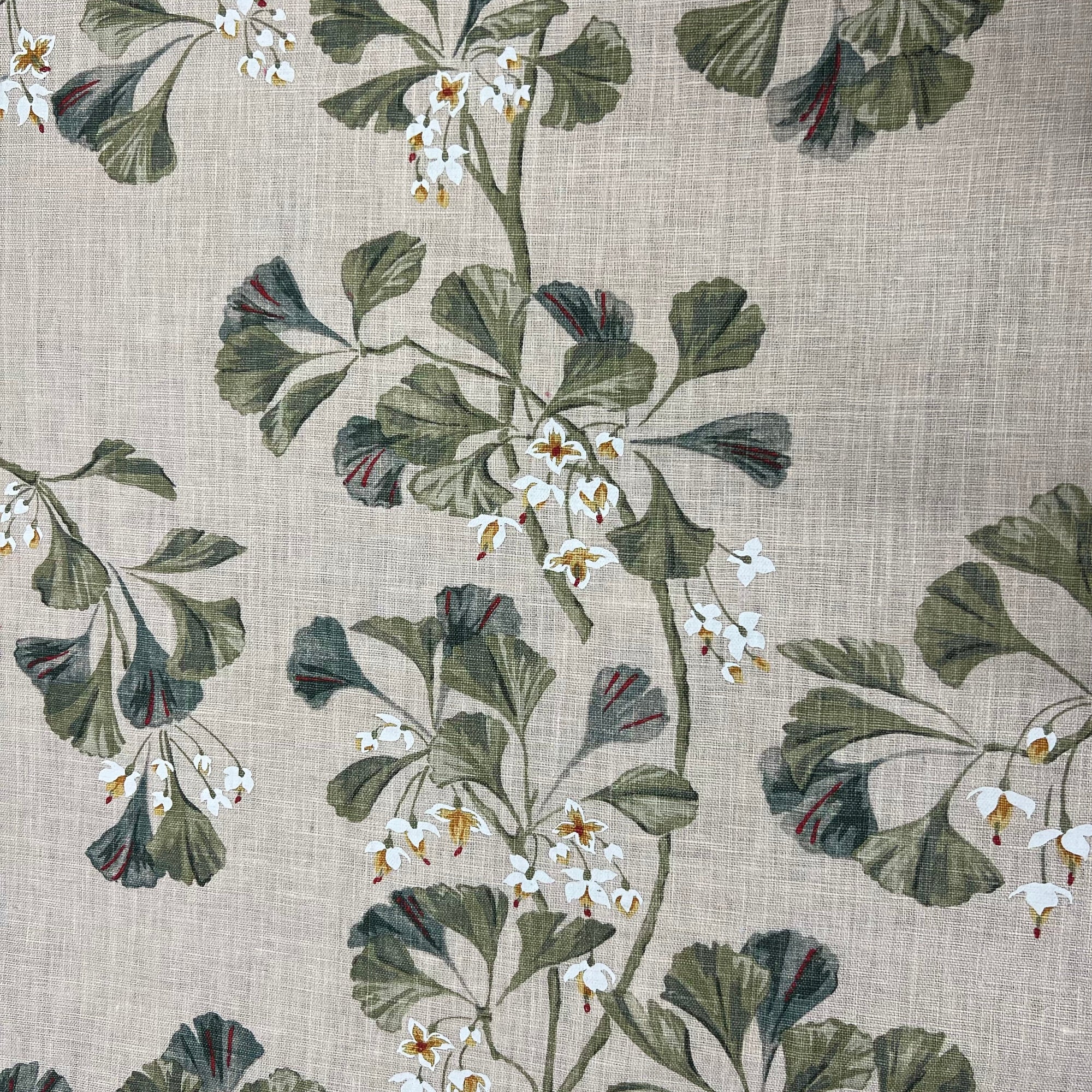 Linen floral Colefax fabric for custom headboard