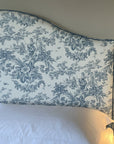 Custom made headboard in fabric Belle Saison from Lelievre