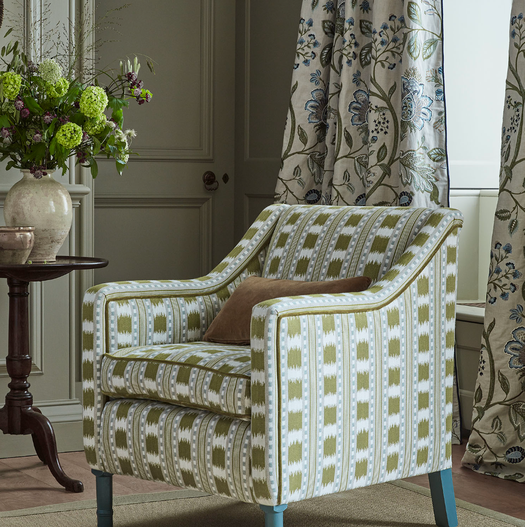 Ikat Striper Paxton James Hare Sengegavl Headboard Grey Gold