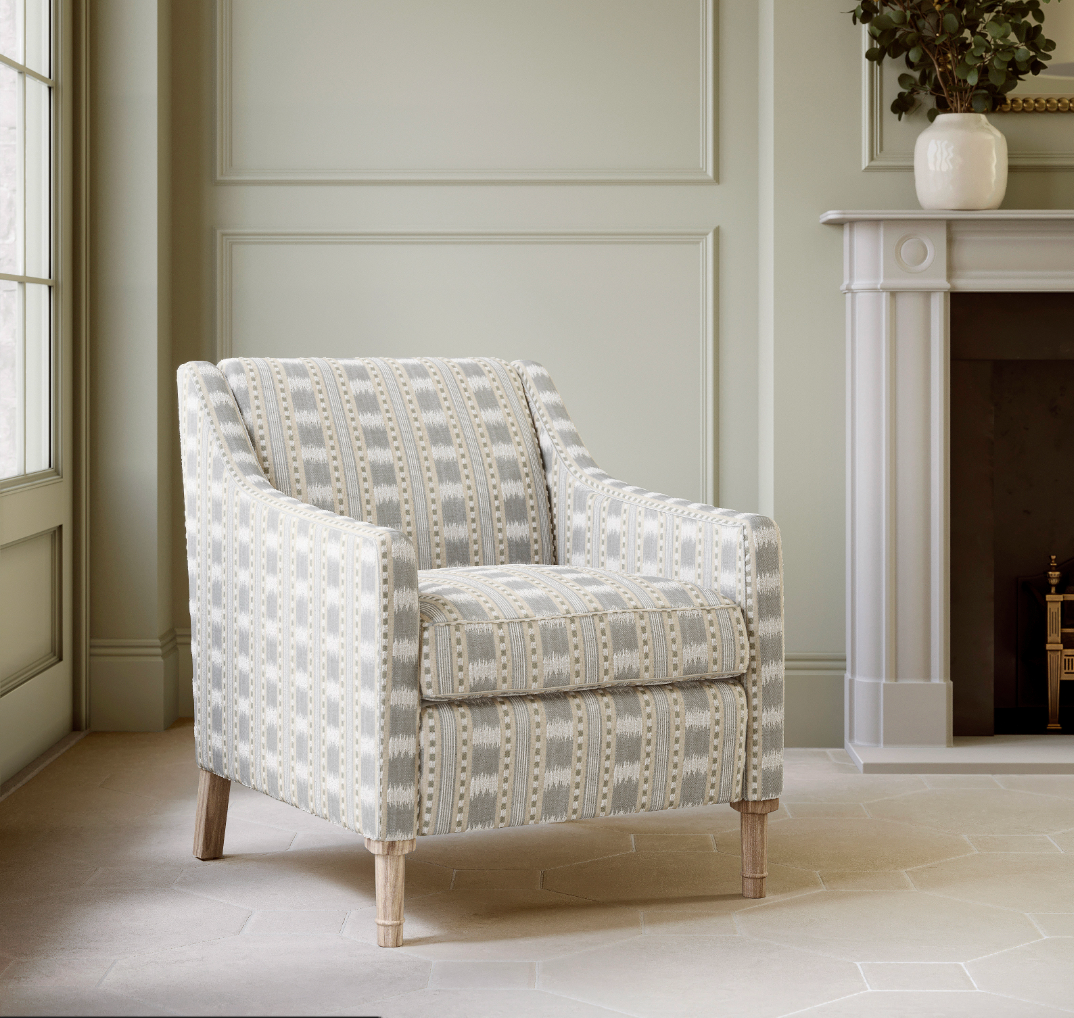 Ikat Striper Paxton James Hare Sengegavl Headboard GreyNatural Chair