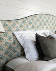 Bespok linen headboard handmade in Norway