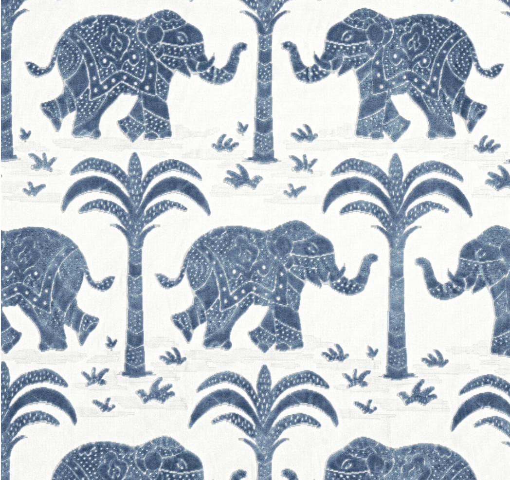 Thibaut Elephant Velvet Closeup Blue