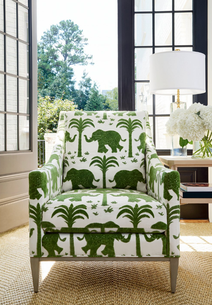 Thibaut Elephant Velvet Green Chair