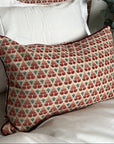 Made-to-order custom one of a kind pillow size 40cm x 60 cm in red Woodberry fabric from Colefax & Fowler.  
Pute